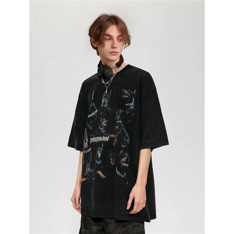 Aelfric Eden الرجال خمر المتضخم تي شيرت هزلي G طاقم الرقبة الكرتون طباعة عادية مريحة تي شيرت مجسم من الصين