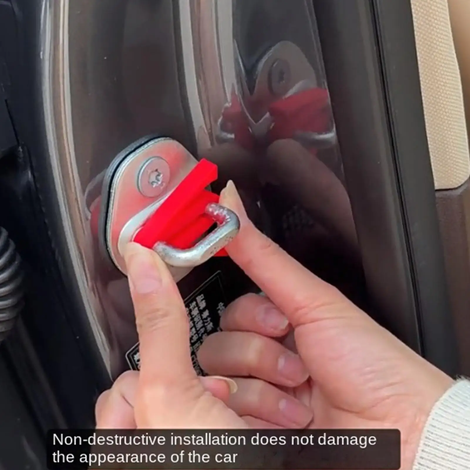 Car Door Lock Cover 4 Pieces Adhesive Protective Shock Absorber Car Door Strike Protector Kit for Auto Noise Reduction Repair