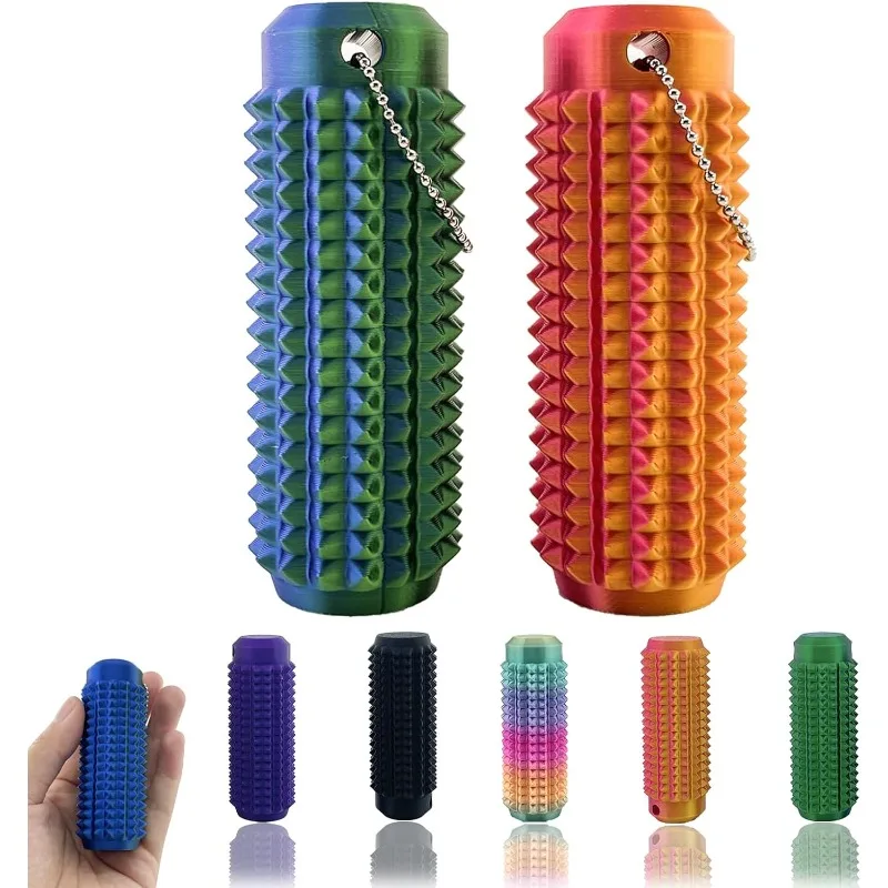 Stim Tool Pocket Mini Fidget Toy for Adults 3D Printed Venting Key Pendant Spiky Grippie Stim Keychain for Anxiety Relief