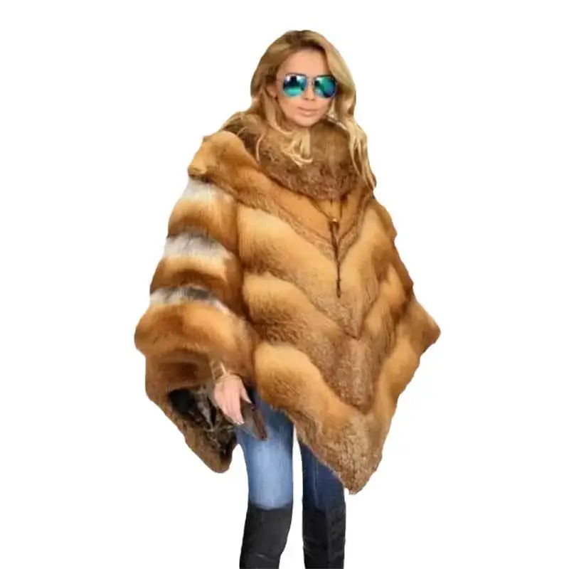 

Women's Fur awl Street Sle Winter Casual Warm Fur awl oulder Length Classical Sle with Hat Seven Sve Long