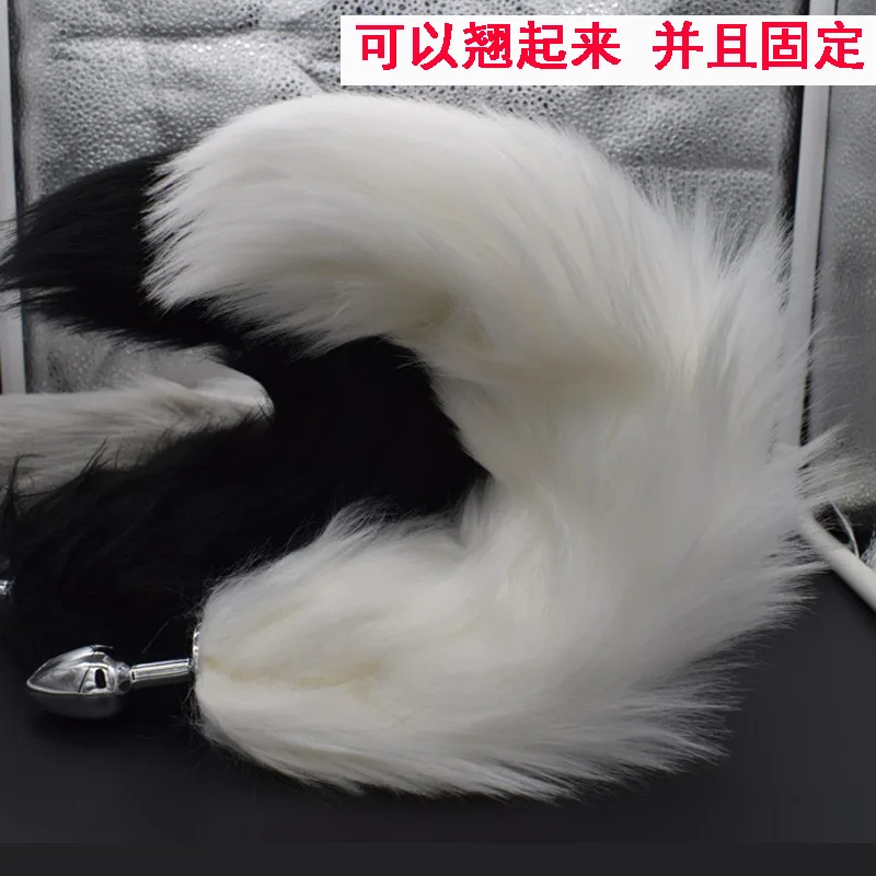 New Flexible L40cm Fox Tail Butt Plug with Curved Design Small Metal Anal Plug Sex Party Performance Couple Sex