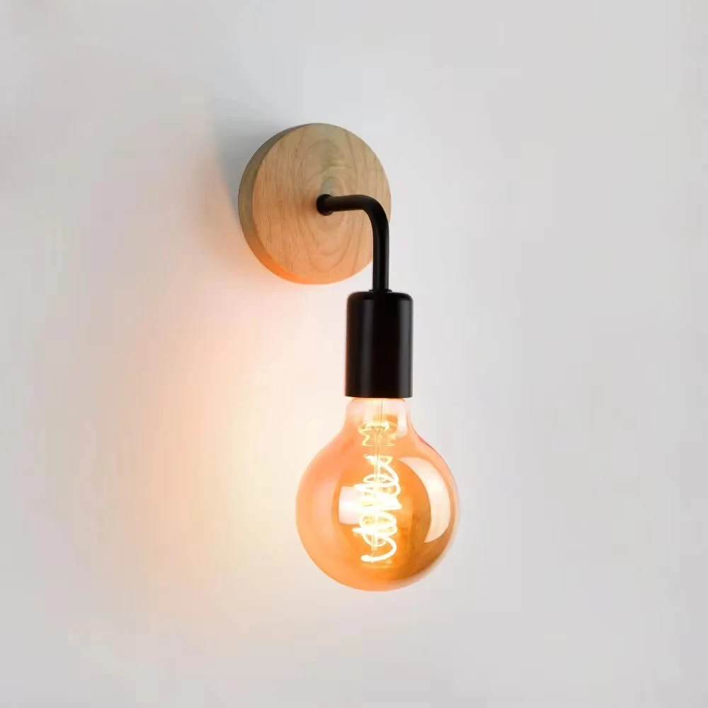 Wood Wall Lamp Vintage Sconce Wall Lights Fixture E27 Bedside Retro Vintage Lamp Industrial Decor Dining Room Bedroom Light