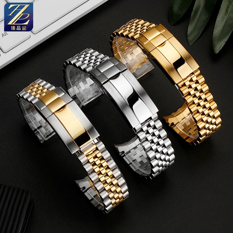 Solid Precision Steel Arc Mouth Watch with For R-o-l-e-x Oyster Style Constant Moving Week Calendar Metal Chain for Men 20mm