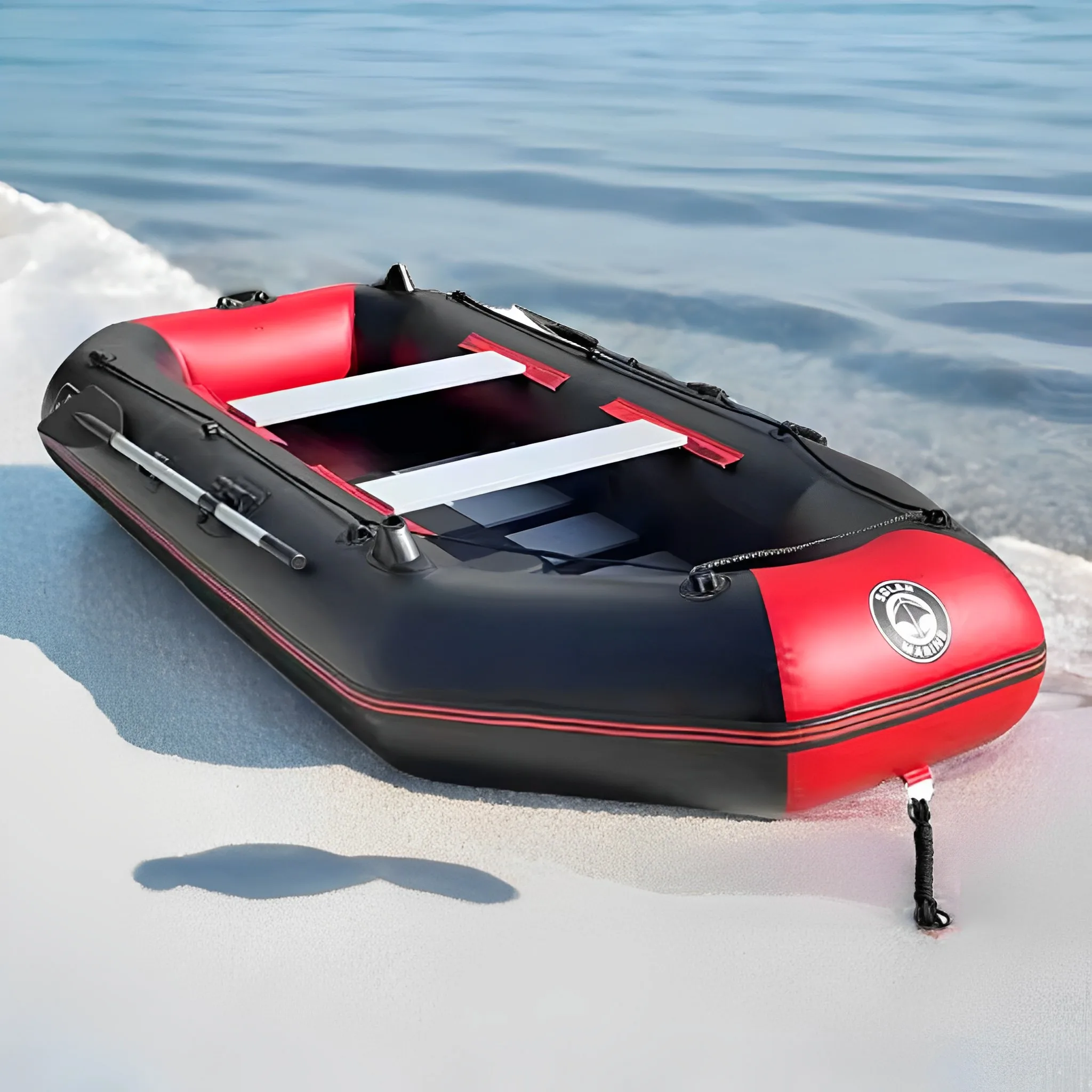 Black Red Inflatable Boat Fishing Kayak Boats for the Sea Watersports Foldable Portable All Accessories Solar Marine 1.75-3.3M