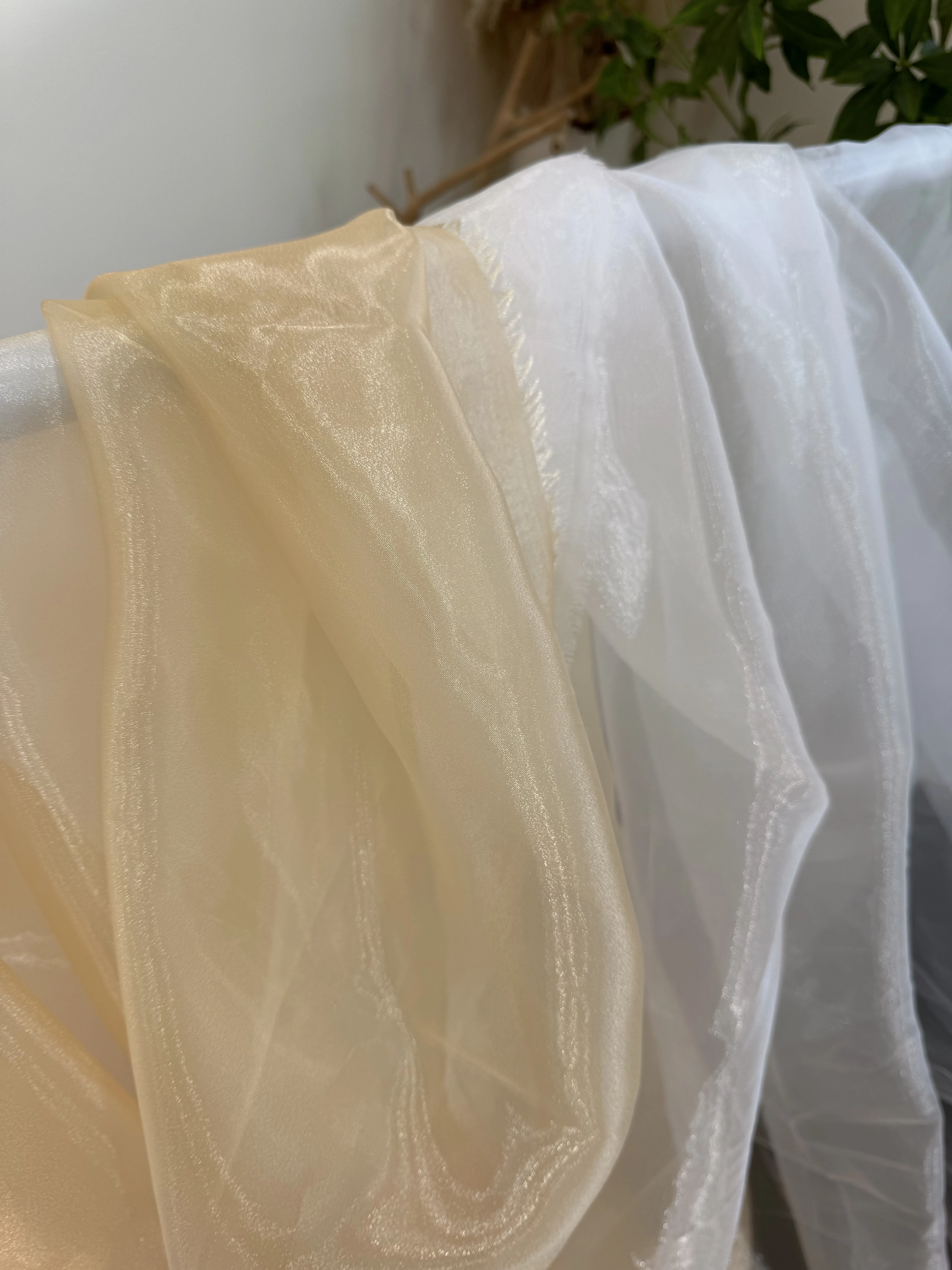 Champagne Streamer Draping Fabric for Wedding Mercerized Yarn Tulle Skirt High Gloss Dress Design Fabric