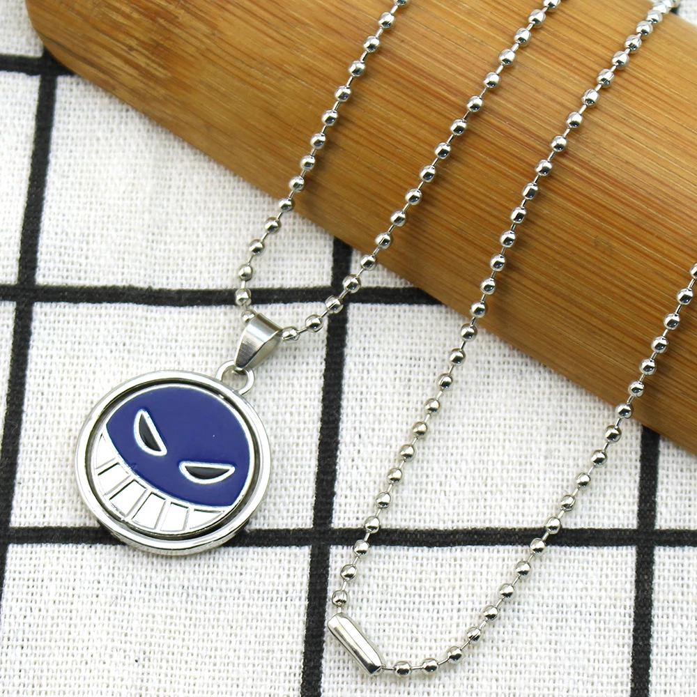 Ace Necklace for Women Men Anime Metal Necklaces Jewelry Rotating Pendant Chains Choker Collares Charm Gift view 3