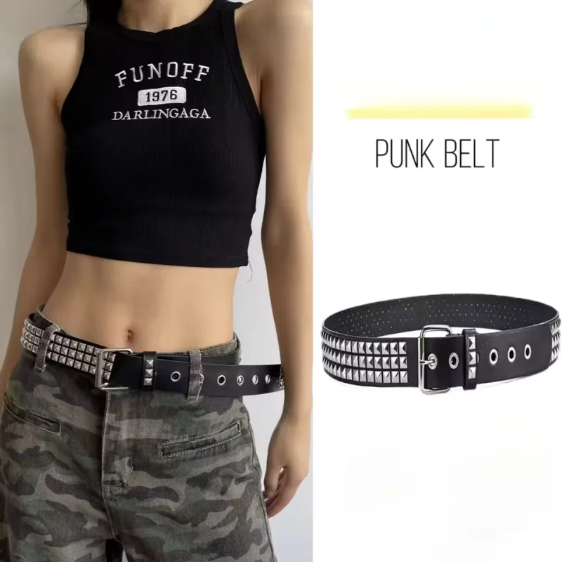 2025 New Trend Bead Rivet Belt Metal Pyramid Belt Men and Women Punk Hardware Jeans Belt Y2K Belt Designer Belt Women's Belts