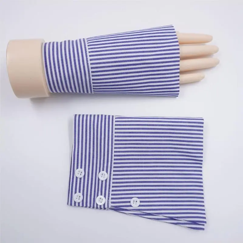 31BF Stylish Check Detachable Fashion Collar Blue For Business Meetings Daily Outfits