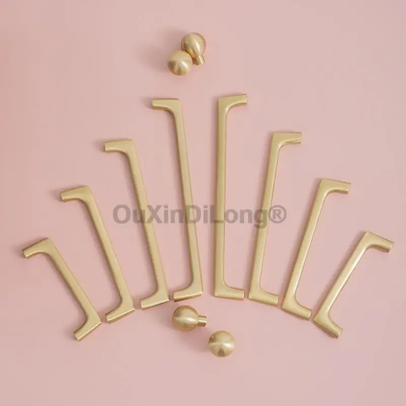 4PCS Light Luxury Simple Brass Long Handles Wardrobe Door Knobs Cabinet Drawer Shoe Cabinet Door Handles Furniture Pulls ZO25