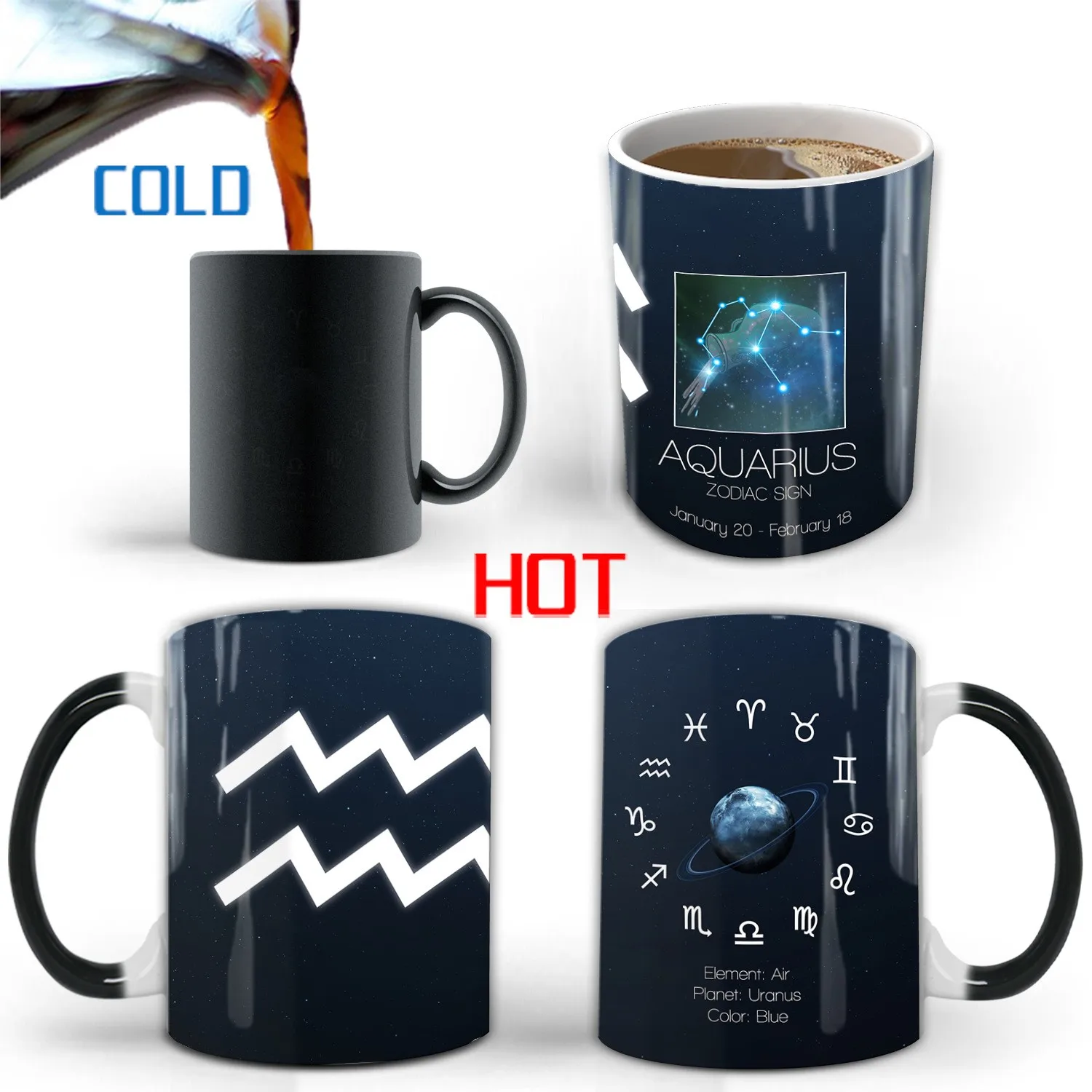Creative Constellation Changing Color Cup Water Transfer magic Coffee Mug  friends birthday gift cup