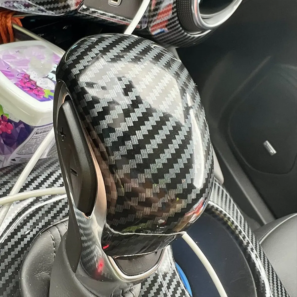 #10V Carbon Fiber Car Gear Head Shift Knob Cover Trim for Chevrolet Blazer,for Chevrolet Blazer,(ABS)