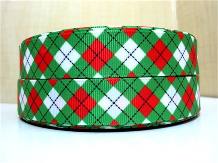 5 Yards Multi Sized Plaid Theme Grosgrain Ribbon Christmas Grid Printed Ribbon For Gift Wrapping Decoration DIY Hair Bows