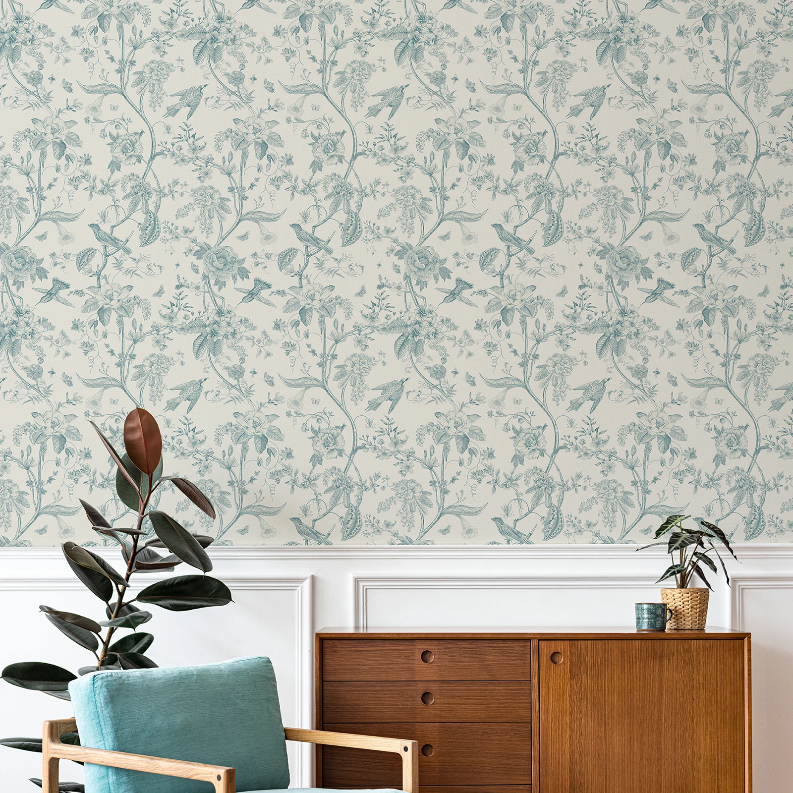 Classical Chinoiserie Blue Bir - đánh giá và giá Herbal Wallpaper