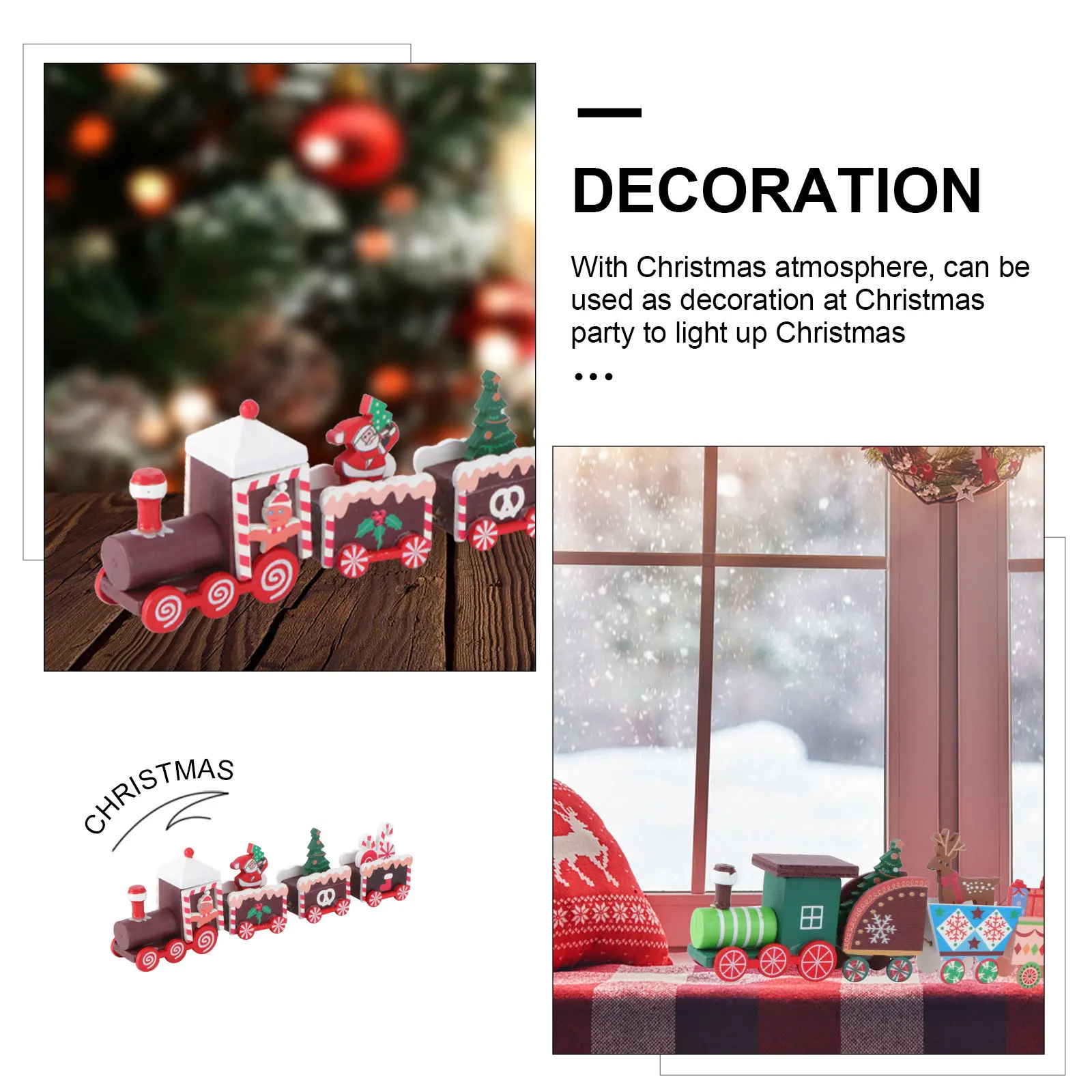 

2pcs For Desktop Decor Kids Wooden Decor Xmas Gift Christmas Train Model Wooden Christmas Train Ornament