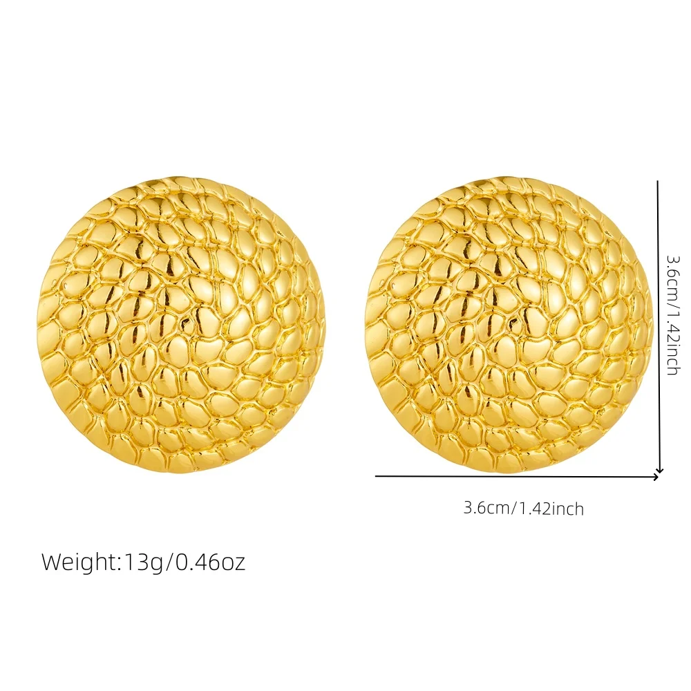 DIEYURO 316L Stainless Steel Golden Round Cushion Pendant Snake Bones Necklace Earrings Set For Womens New Fashion Jewelry Gift