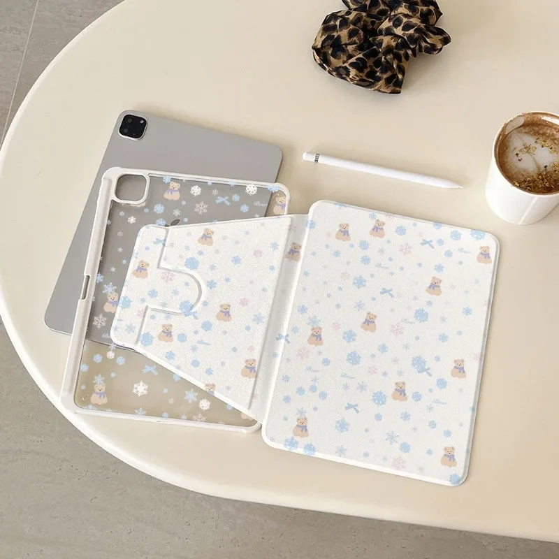 

360° Rotation Shell Accessories for Ipad Air 5th Generation Case 10.2 7th 8th 9th Gen for Samsung Tab S7 S8 S9 11 Plus Cute Bear