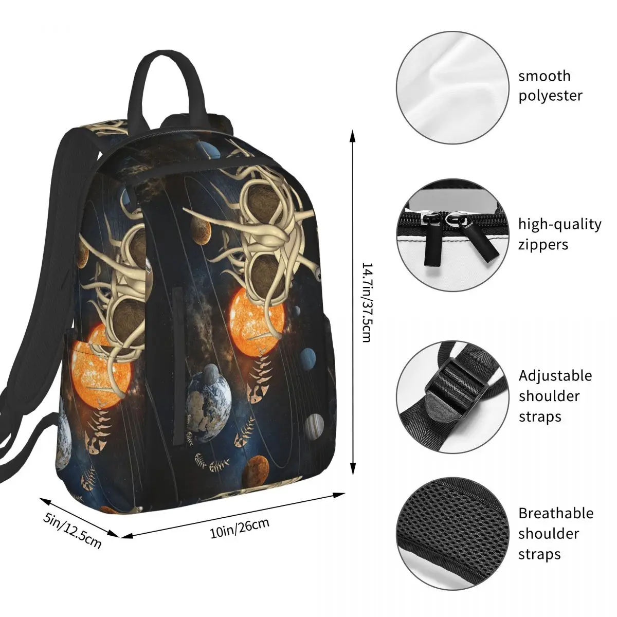 The Flying Spaghetti Monster Flying Spaghetti Monsterism FSM Backpack Student BookBag Boys Girls School Bag Laptop Shoulder Bags