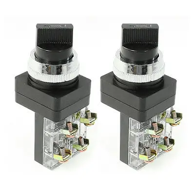 250VAC 6A DPST 4-Terminal 2 Positions Black Selector Latching Push Button Switch