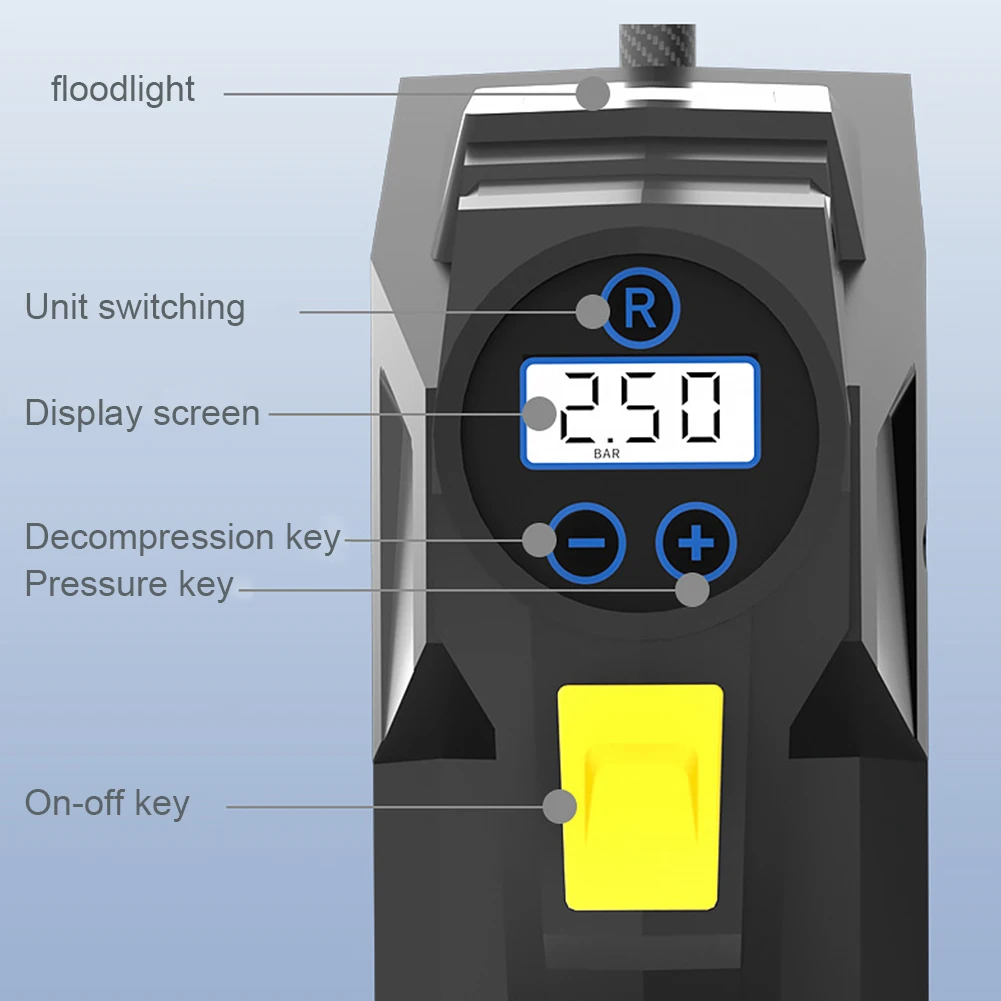Bomba infladora de coche portátil de 150PSI con luz LED, inflador de neumáticos de coche, bomba de aire eléctrica con pantalla Digital para bola de bicicleta y automóvil