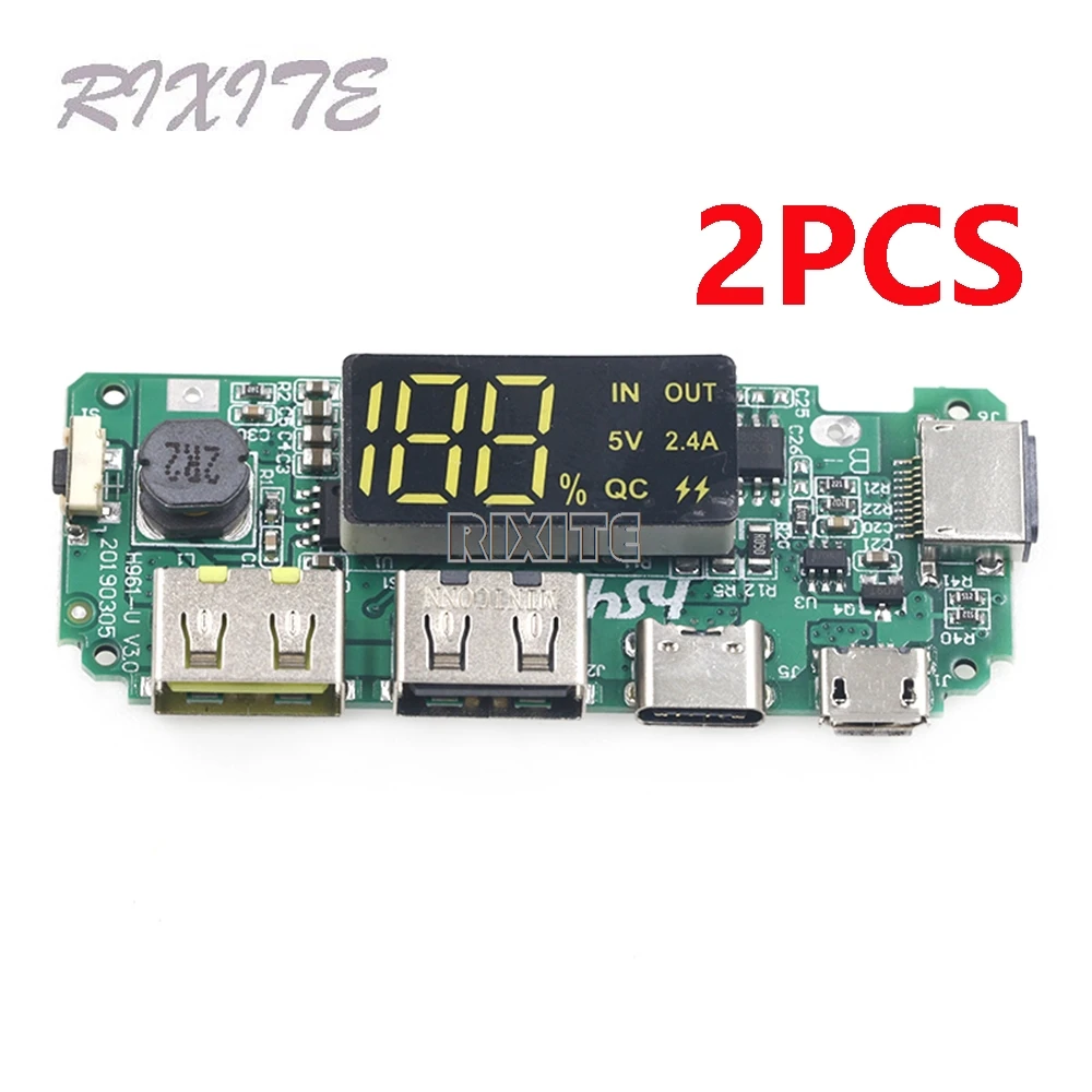 2PCS 18650 Lithium-Batterie Ladegerät 5V 2,4 A Dual USB Platine Digitale LCD Display Modul Mit Überladung überentladung Kurze