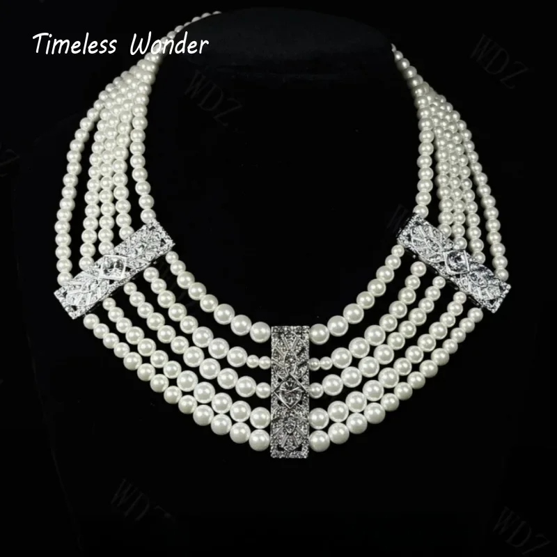 

Timeless Wonder Fancy Zircon Geo Glass Beaded Pave Necklaces for Women Designer Jewelry Runway Rare Top Medieval Bride Gift 2616