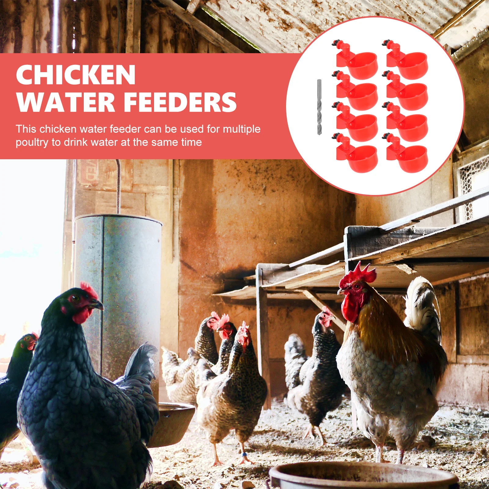 

1 set 1 Set Automatic Chicken Water Bowl Poultry Drinking Feeder For Chickens Ducks Quails Bird Waterer Farm Home Use