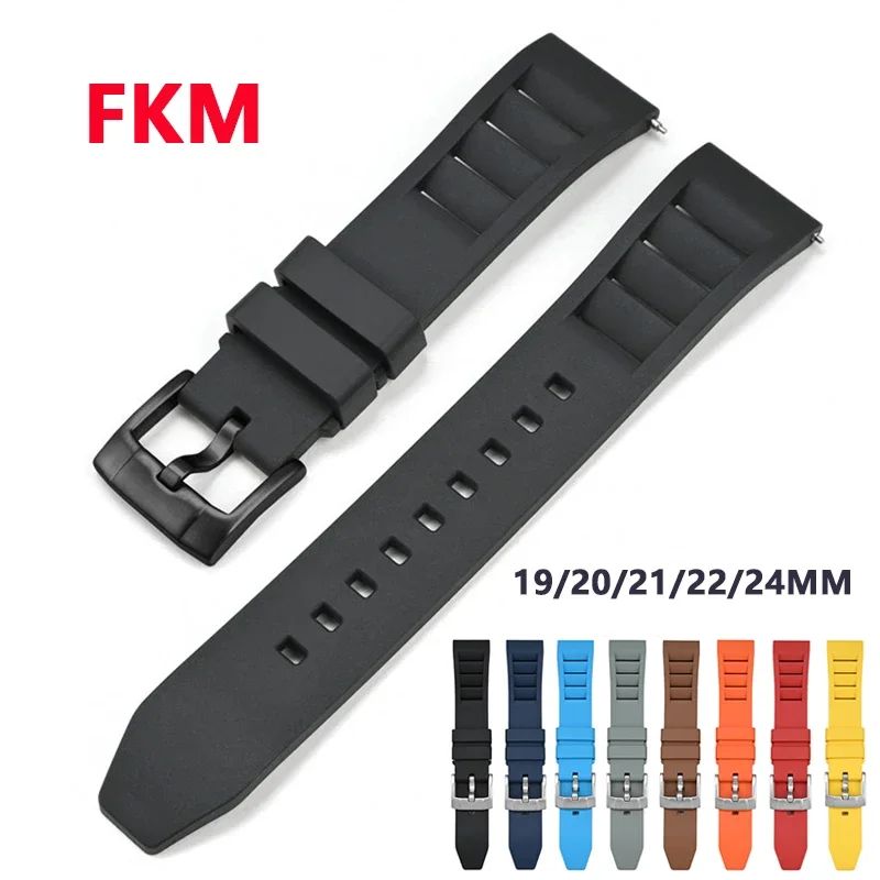 19/20/21/22/24mm FKM Strap for Tissot Seiko Casio Quick Release Fluoro Rubber Watch Band Bracelet for Swatch X Omega MoonSwatch