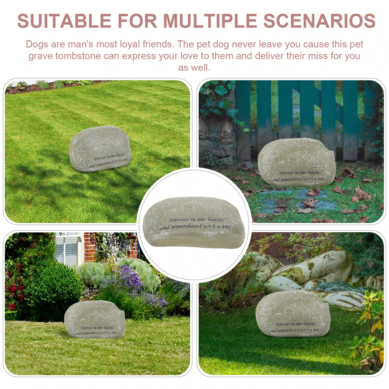 

Resin Pet Memorial Stones Dog Cat Tombstone Grave Marker Decor Indoor Outdoor Use Engraved Words Craft Garden Statue Souvenir