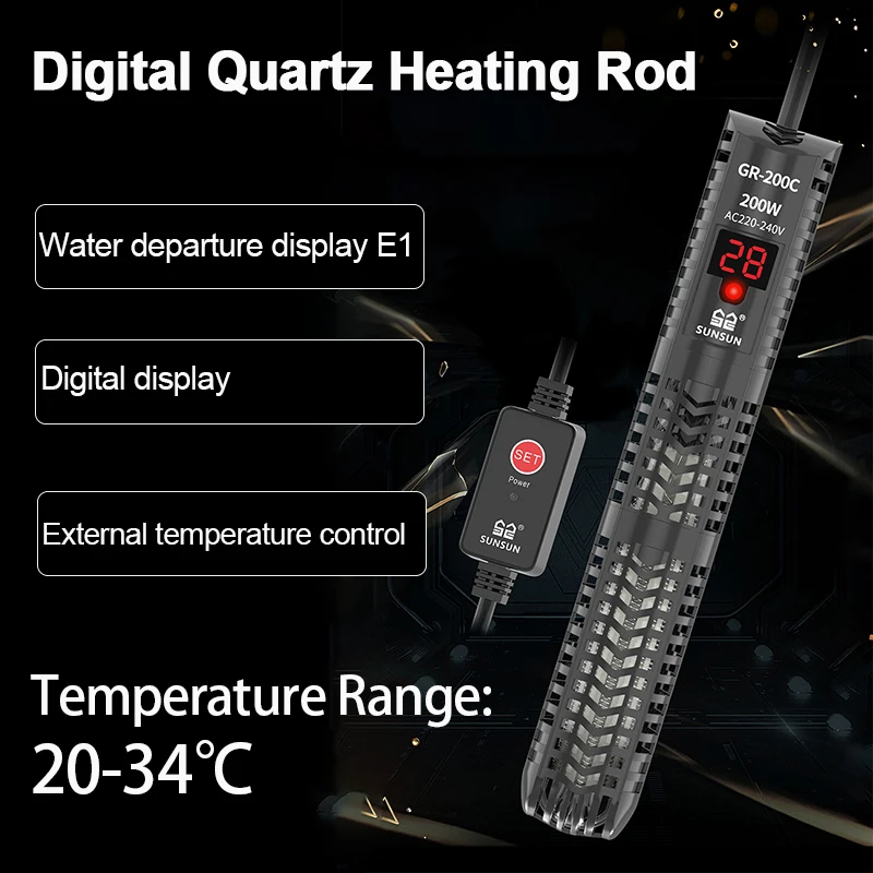 

25 Вт-300 Вт аквариумы кварцевое стекло нагревательные стержни аквариумы дисплей цифровой нагревательный стержень с термометром резервуары контроль температуры