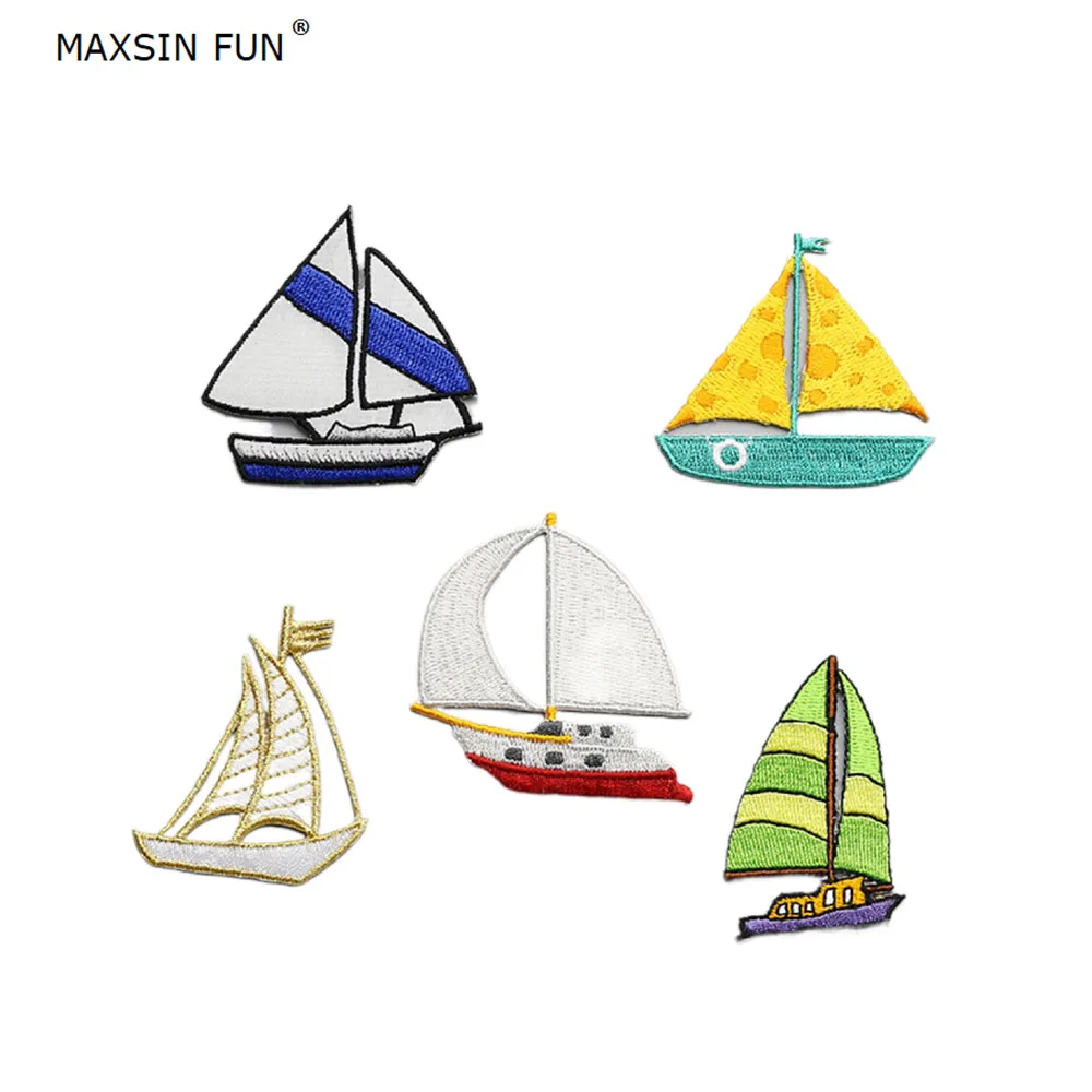 

Small Sailboat Stickers Boutique Decorative Clothing Accessories Cartoon Patches Clothes Shoes Bags Decoration Ironing Adhesive