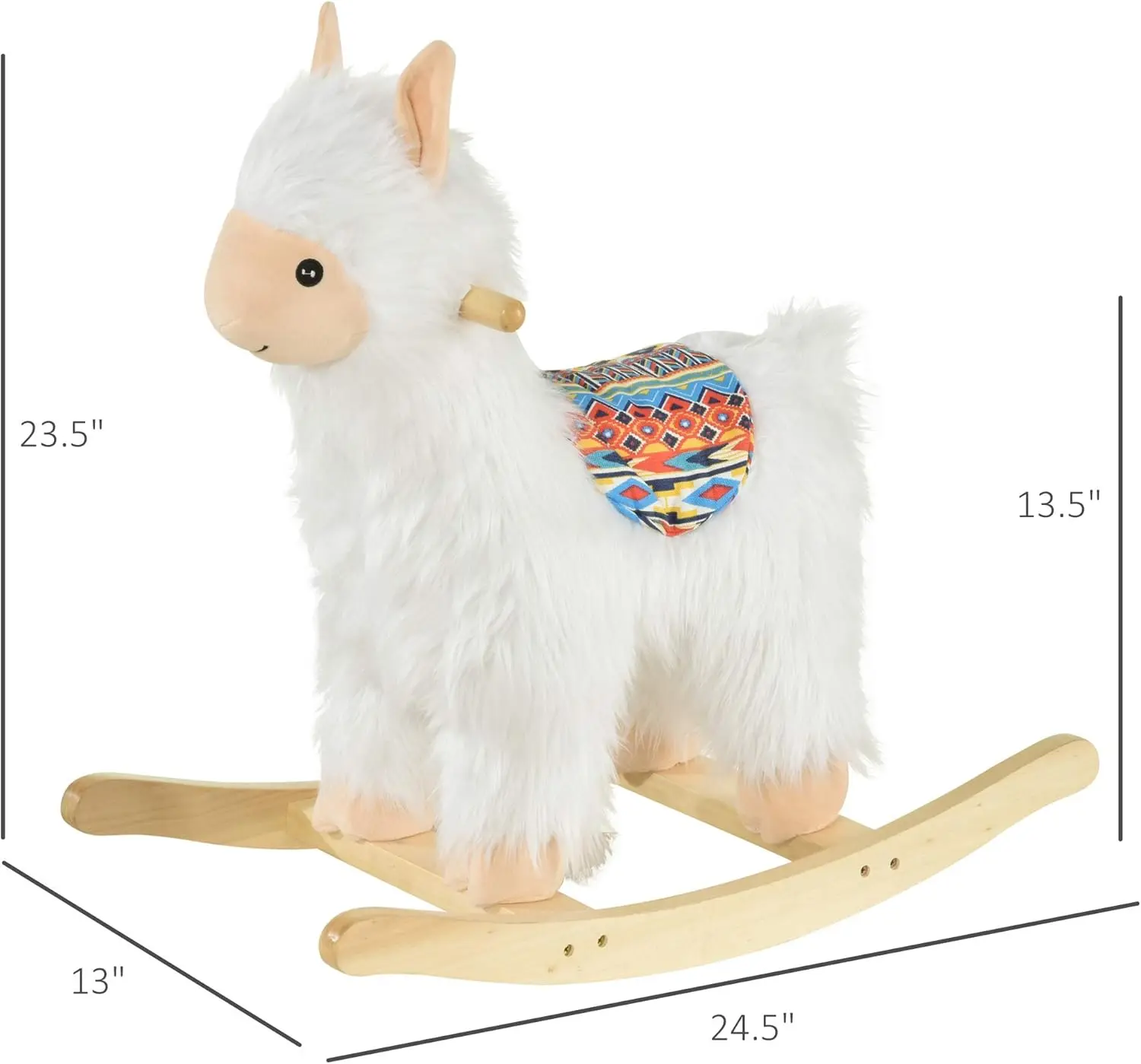 Kids Ride-On Rocking Horse Toy Llama Style Rocker Soft Plush Fabric for Children 3+ Years