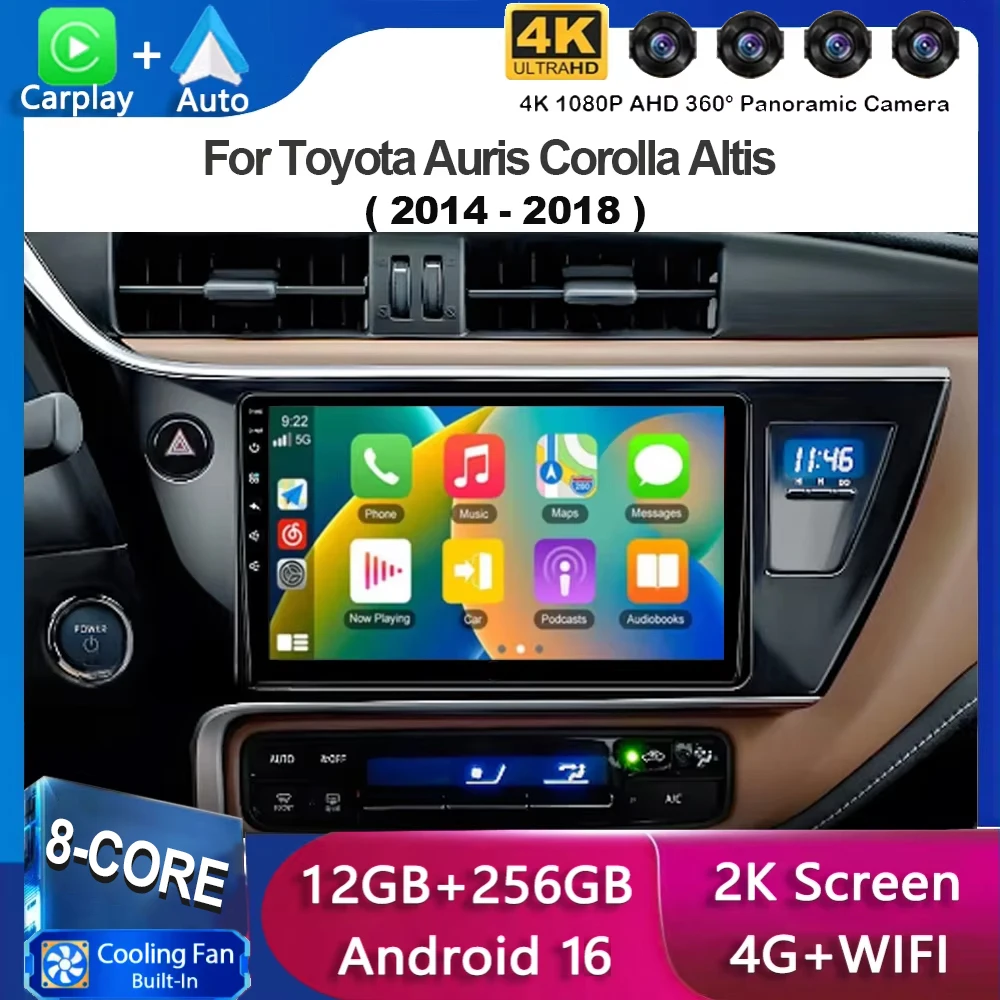 Android 16 Autoradio Per Toyota Auris 2014 2015 2016 2017 2018 Corolla Altis Hybrid Carplay Auto Lettore Multimediale Stereo 4G