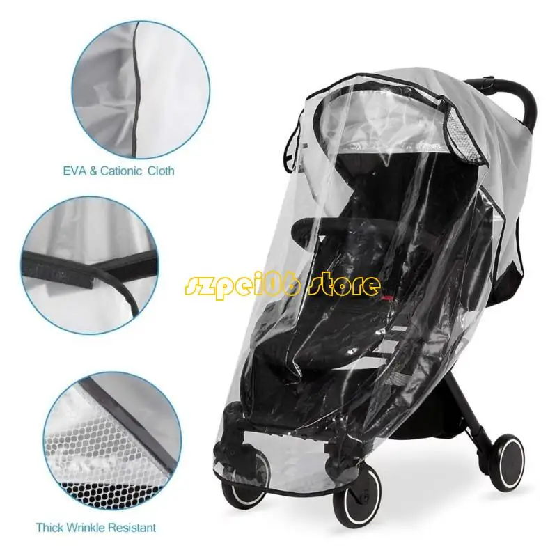 

45BF Clear Baby Strollers Rain Cover Sleeve Lightweight Pram Shade with Easy Folding