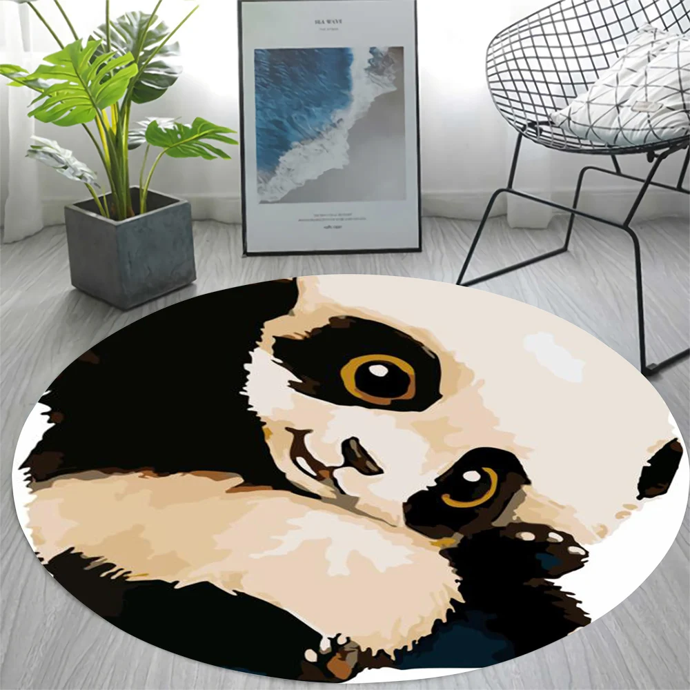 

CLOOCL Trendy Round Carpet Cartoon Panda Print Area Rugs Living Room Floor Mat Children Play Mute Non-slip Carpet Kawaii Style