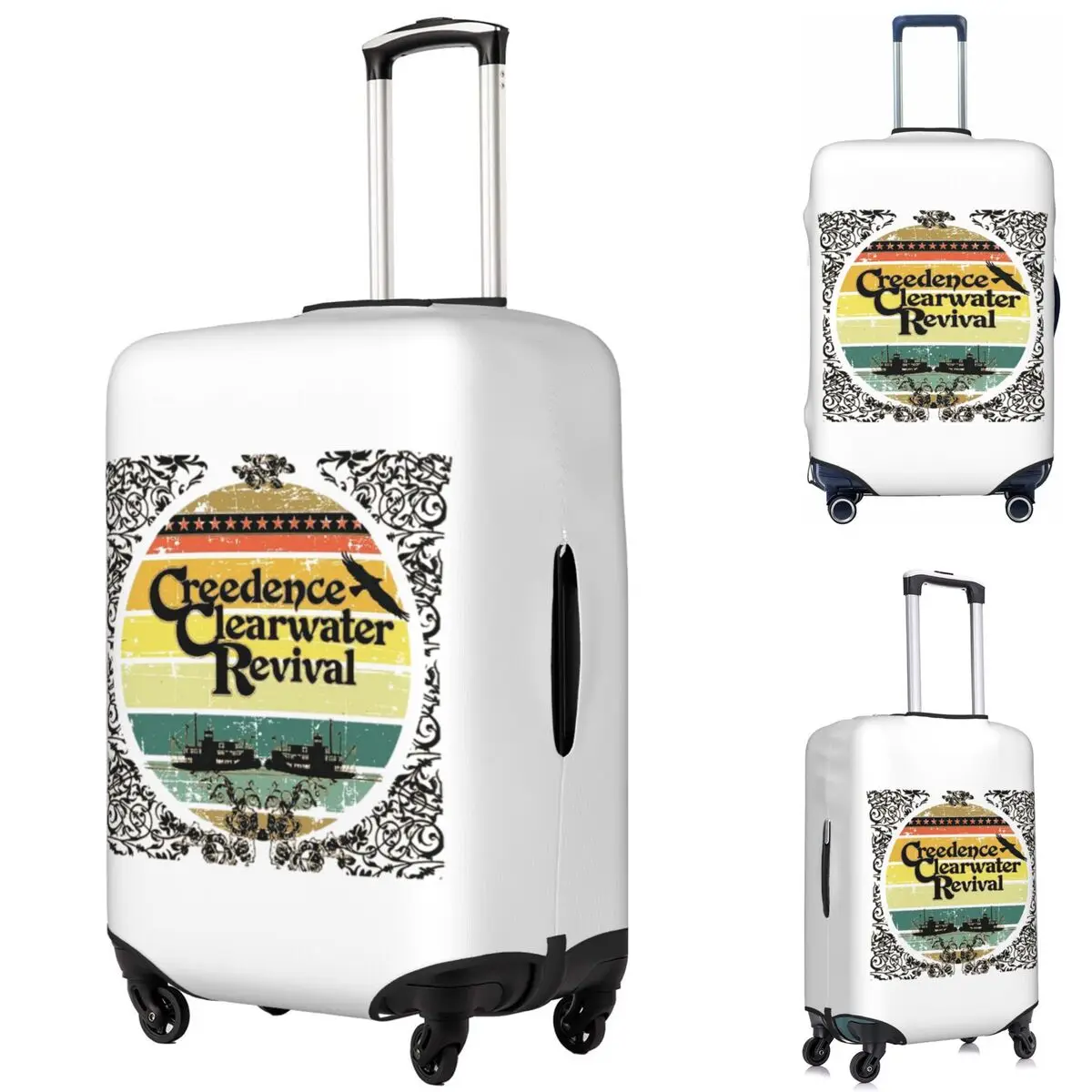

Creedence Clearwater Revival Riverboats Suitcase Cover Protection Elastic Trip Luggage Protector Covers for 18-32 Inch