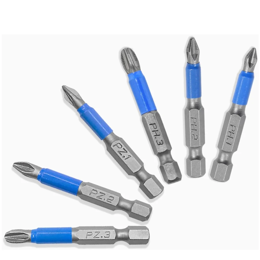Hexagonal Handle 6 PCS Per Set PH1/PH2/PH3/PZ1/PZ2/PZ3 S2 Steel Anti Slip Screwdriver Head Cross Electric Screwdriver Tool Set