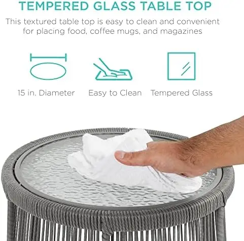 Outdoor L-Shaped Patio Sofa Set with Cushions, Lounger, Side Table - Gray/Navy