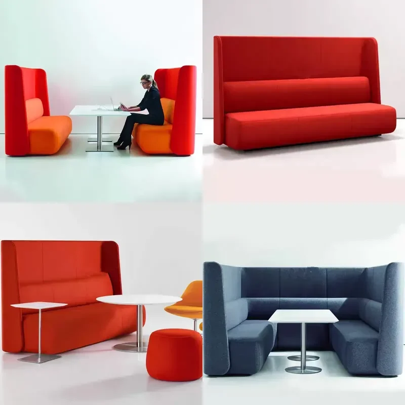 High Back Fabric Privacy Sofa Booth for Hotel Cafe Office Reception Lounge Negotiation Area European Style Seating
