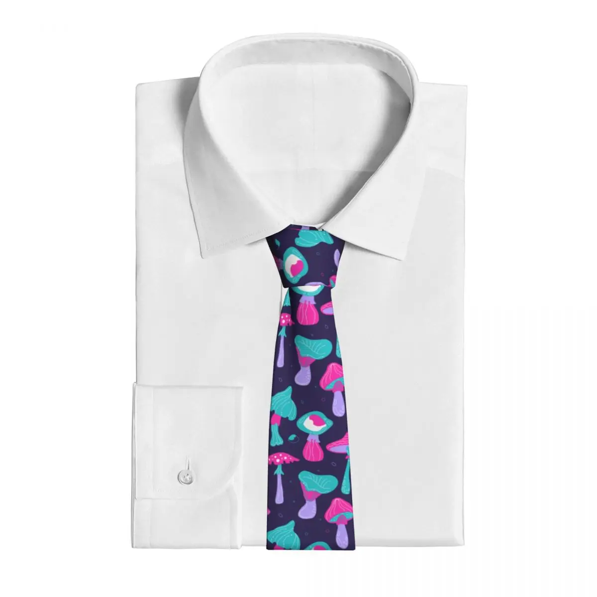 Funghi Divertenti Psichedelici Anni '60 Retro Cravatta da Uomo in Seta Poliestere 8 cm Cravatte Classiche per Camicia Accessori Cravatta Business