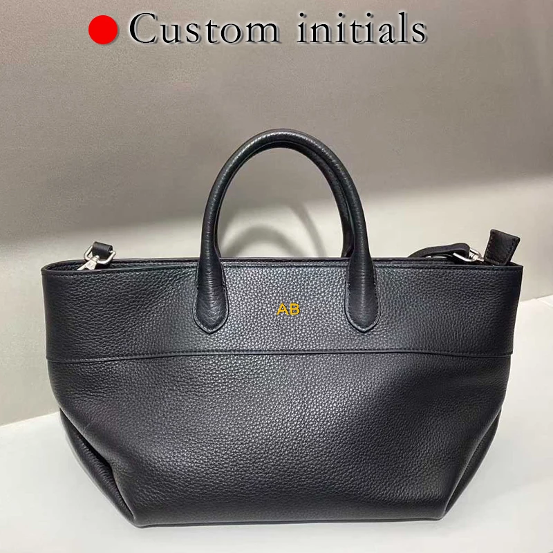 Custom Initials Leather The Tote Bags For Women Luxury Designer Handbags Purses 2026 New In Natural Cowhide Top Handle Shoulder