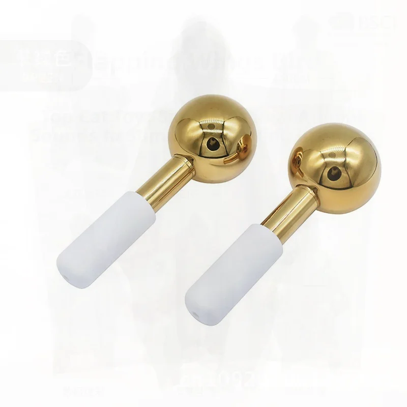 Strumento per massaggio di bellezza del viso con sfera di onda di ghiaccio in acciaio inossidabile Rullo per la cura della pelle portatile per terapia calda fredda per uso domestico