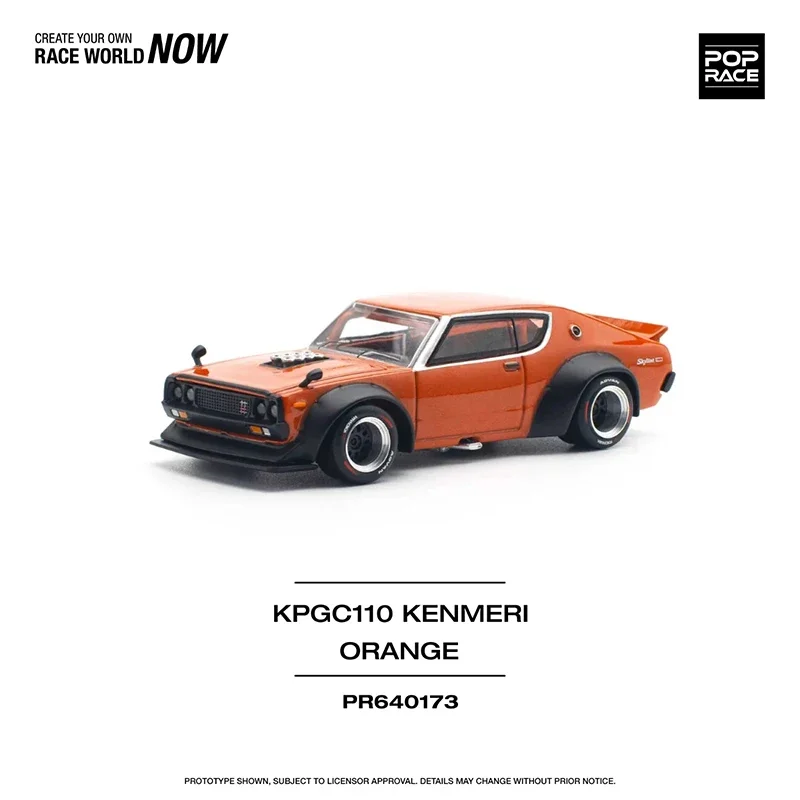 

PreSale 1:64 Pop Race Skyline KPGC110 Kenmeri V8 Drift Orange Diecast Toy