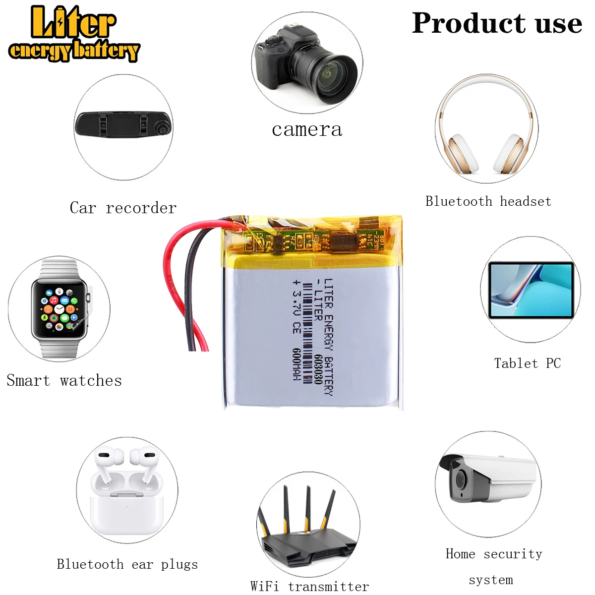 3.7V 603030 600mah lithium- polymer battery For toys speaker Tachograph,GPS TK103,GEOZON watches