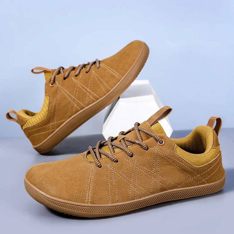 New Men's Wide Barefoot Canvas Sneaker 2026 Fashion Flats Soft Zero Drop Sole Wider Toe Light Weight Fashion Sneakes Big Size