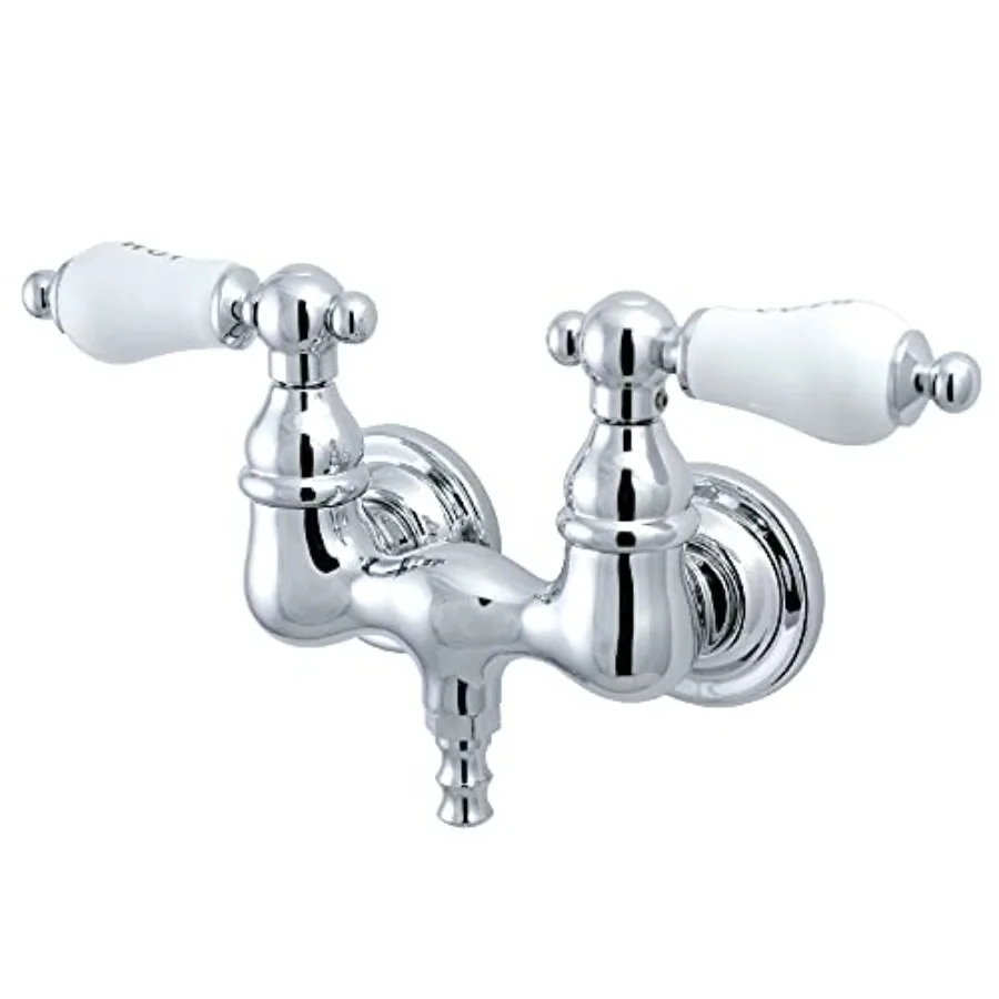 

Vintage wall mount tub faucet for bathroom, polished chrome finish, 3-3/8-inch size, corrosion-resistant brass construction, sm