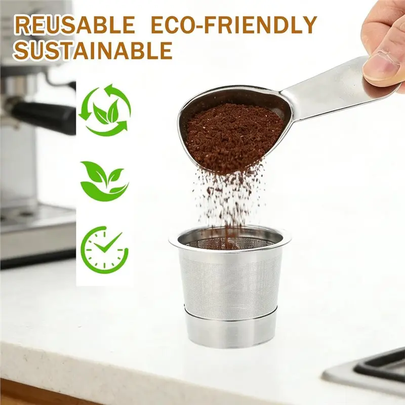 A76I-Reusable K-Cups 6 Pack With 2Pcs Scoop Pod For Ninja Coffee Makers PB051& CFP101/PB041