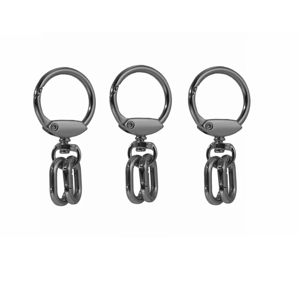 3pcs Multifunctional Metal Swivel Clasp Clips Rotating Trigger Coil Spring Bag Buckle Pendant Clip with Key Rings