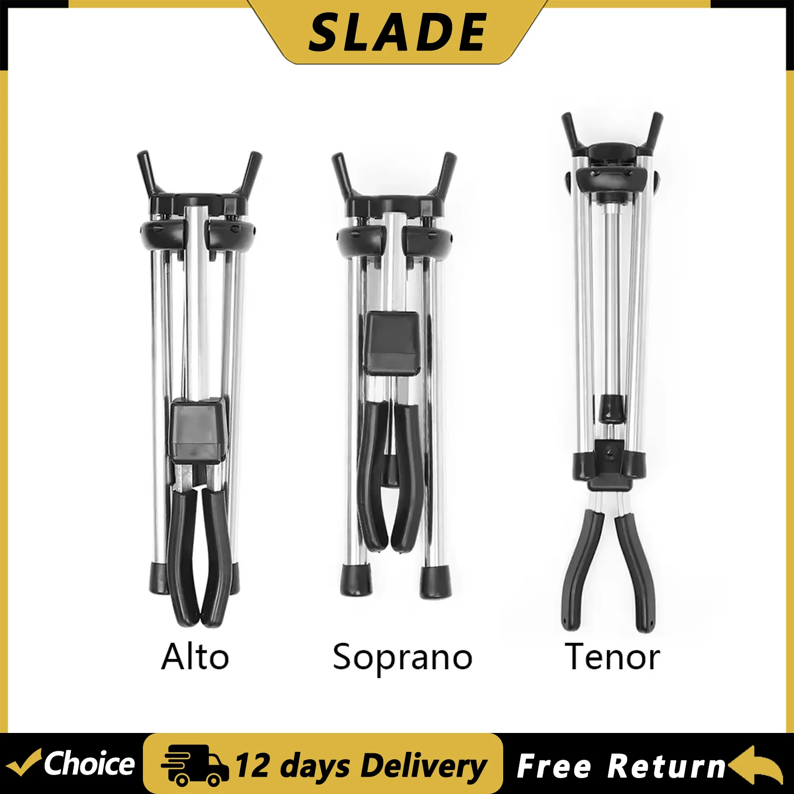 SLADE Alt-, Tenor- und Sopransaxophon-Ständer, Faltbarer Saxophon-Dreifuß-Halter, Tragbare Holzblasinstrument-Teile & Zubehör