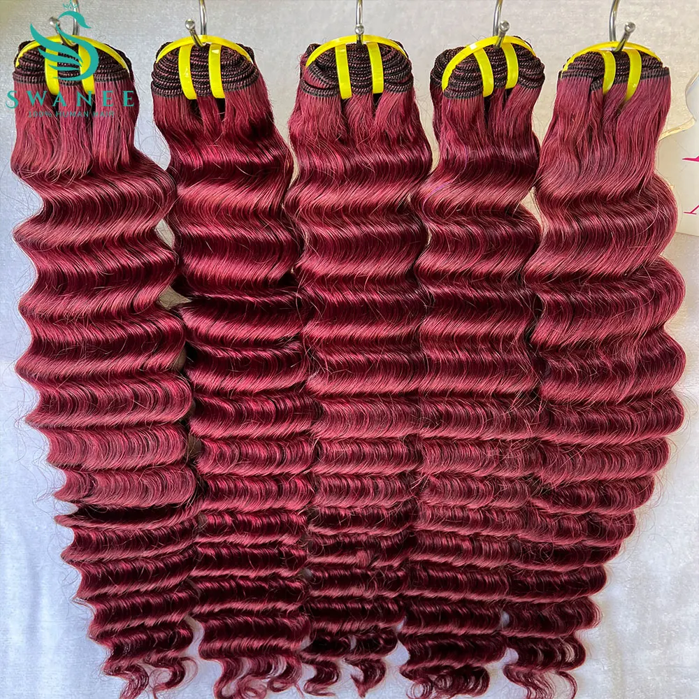 99j Bundles Burgundy Deep Wave Human Hair Bundles 16-24 inch Wine Red Bundles Human Hair Unprocessed Virgin Hair