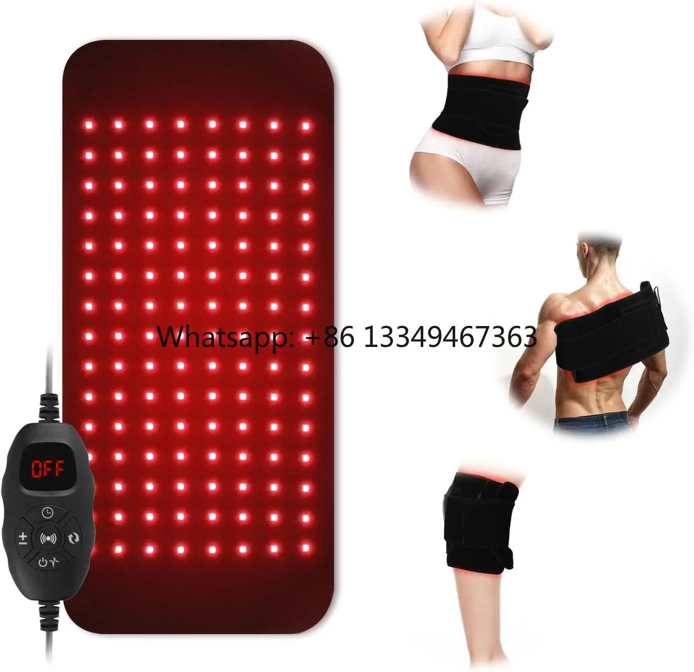 Black Red Waist Massager Light Belt with Infrared Physiotherapy Light Pad 120pcs Timing Control USB Powered 1 Year Warranty